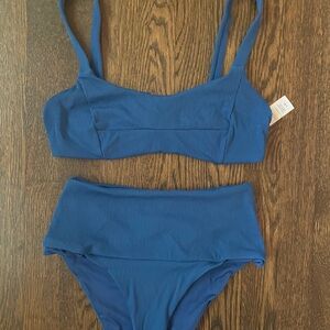 L*Space Blue Ribbed Bikini Set, Size Large
